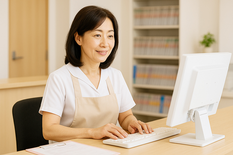 医療事務として働く女性
